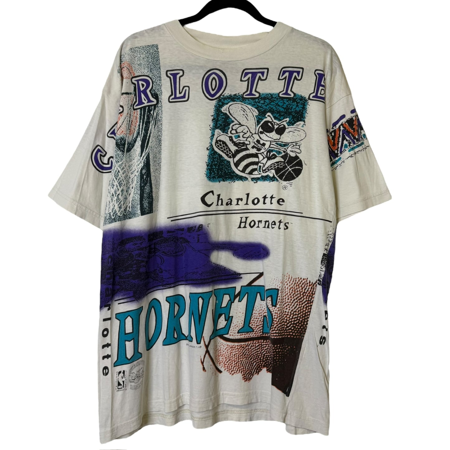 90s Charlotte Hornets Magic Johnson T's NBA AOP Sz XL