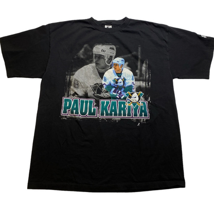 90s Paul Kariya Mighty Ducks T-Shirt Sz L (A3629)