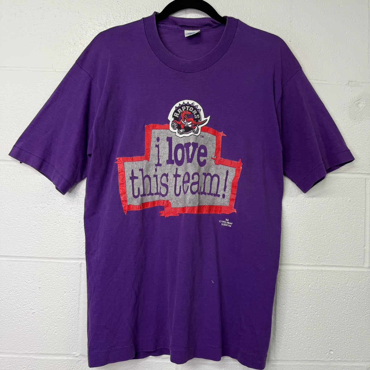 1995 Toronto Raptors "I Love This Team" Salem NBA T-Shirt Sz Y-L