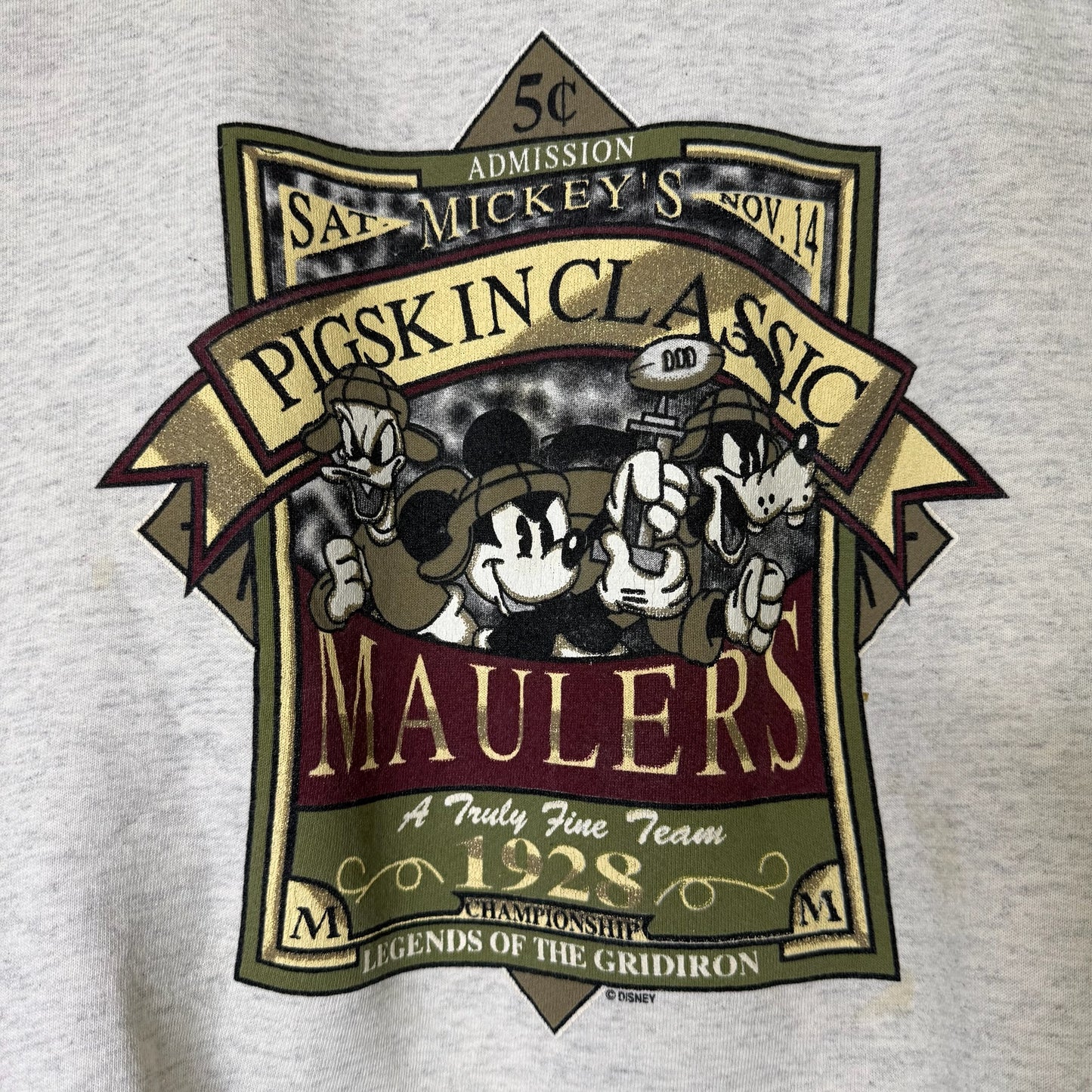 90's Disney Pigskin Classic Mickey Mouse Crewneck (B2455)