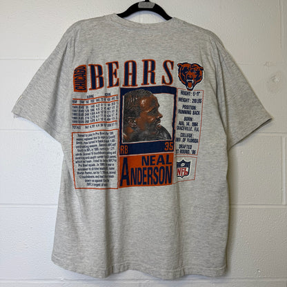 90s Chicago Bears Neal Anderson NFL Nutmeg Player Card T-shirt (B1613)
