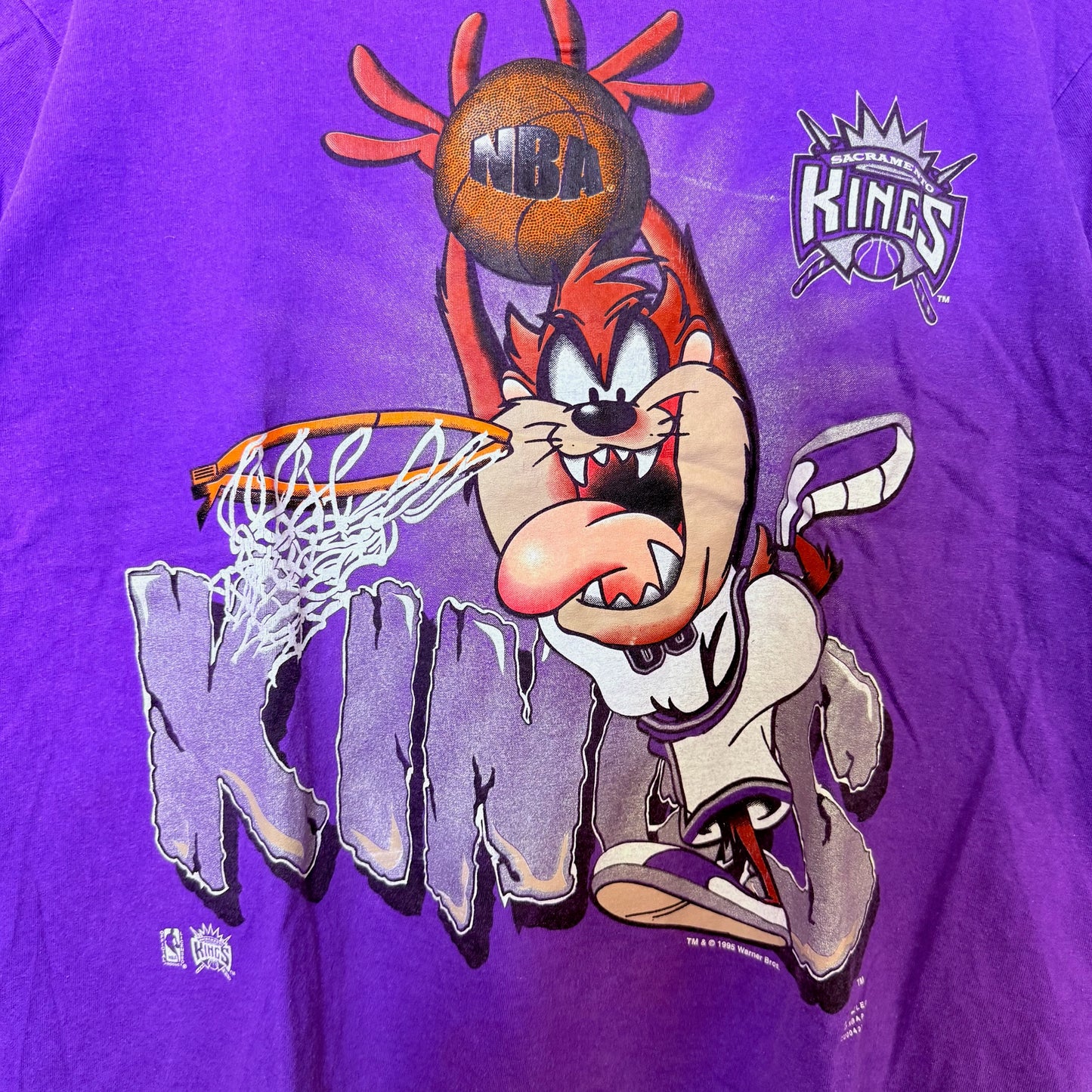90s Taz Sacramento Kings NBA T-Shirt Sz L (B2469)