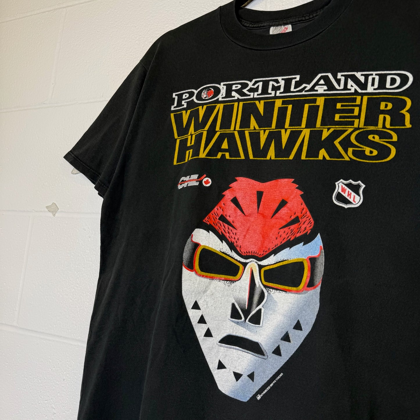 90s Portland Winterhawks Minor League Hockey T-Shirt Sz L (B2821)