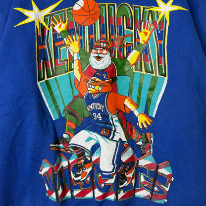 90s University of Kentucky Wildcats Santa NCAA Crewneck Sz XL (B2355)