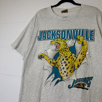 1993 Jacksonville Jaguars Nutmeg Breakthrough T-Shirt Sz L (B2079)