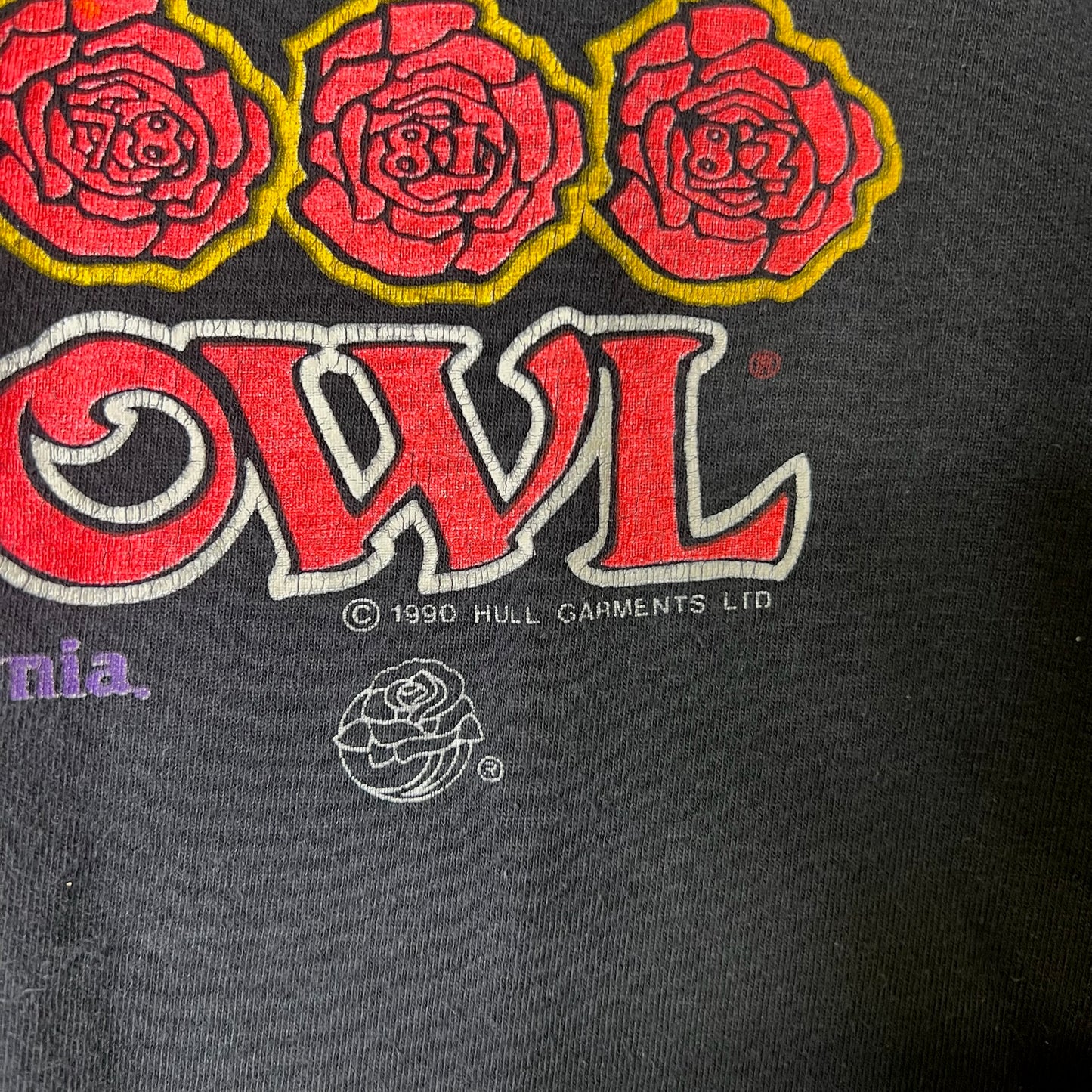1990 Washington Huskies Rose Bowl NCAA T-shirt Sz L (B2446)