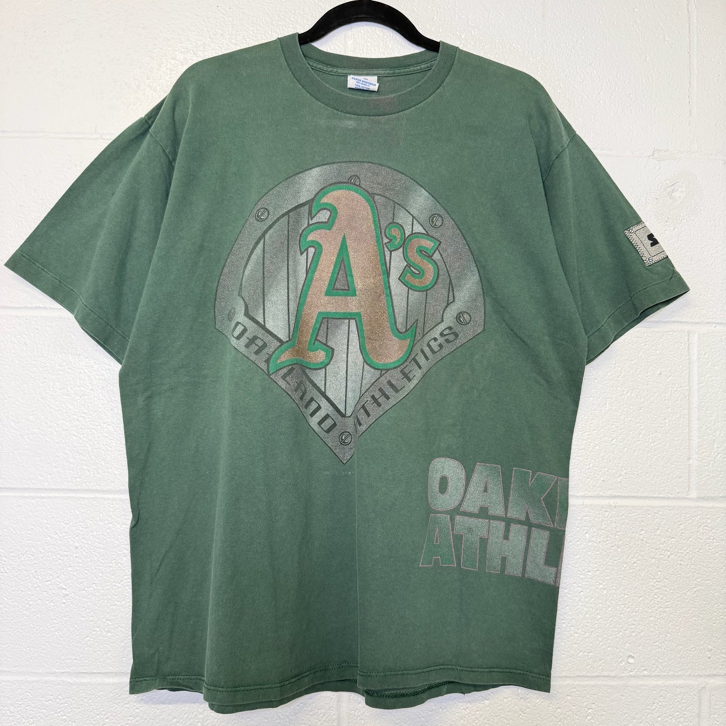 90s Oakland Athletics MLB tarter T-shirt Sz L (B2989)