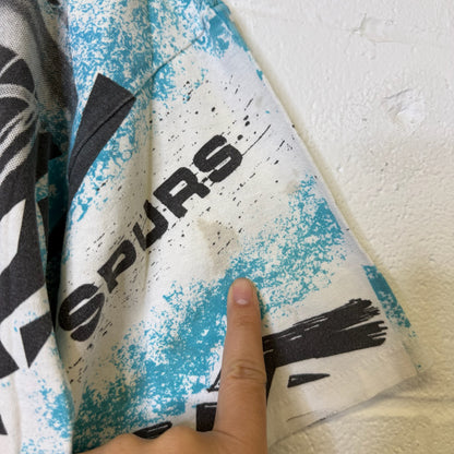 90's San Antonio Spurs David Robinson NBA AOP T-Shirt Sz L (B2194)