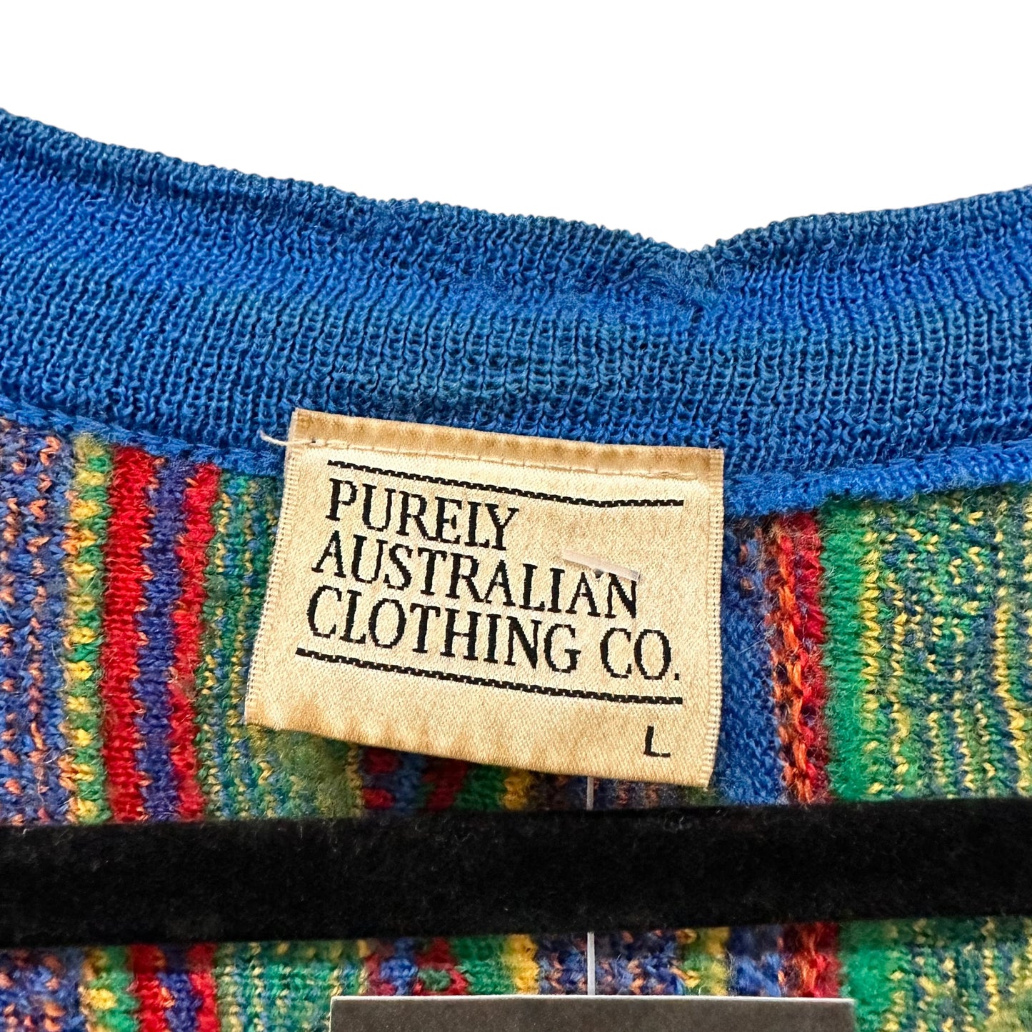 90's Coogi Style by Purely Australian Co Cardigan Knit Sweater Sz L (A7477)