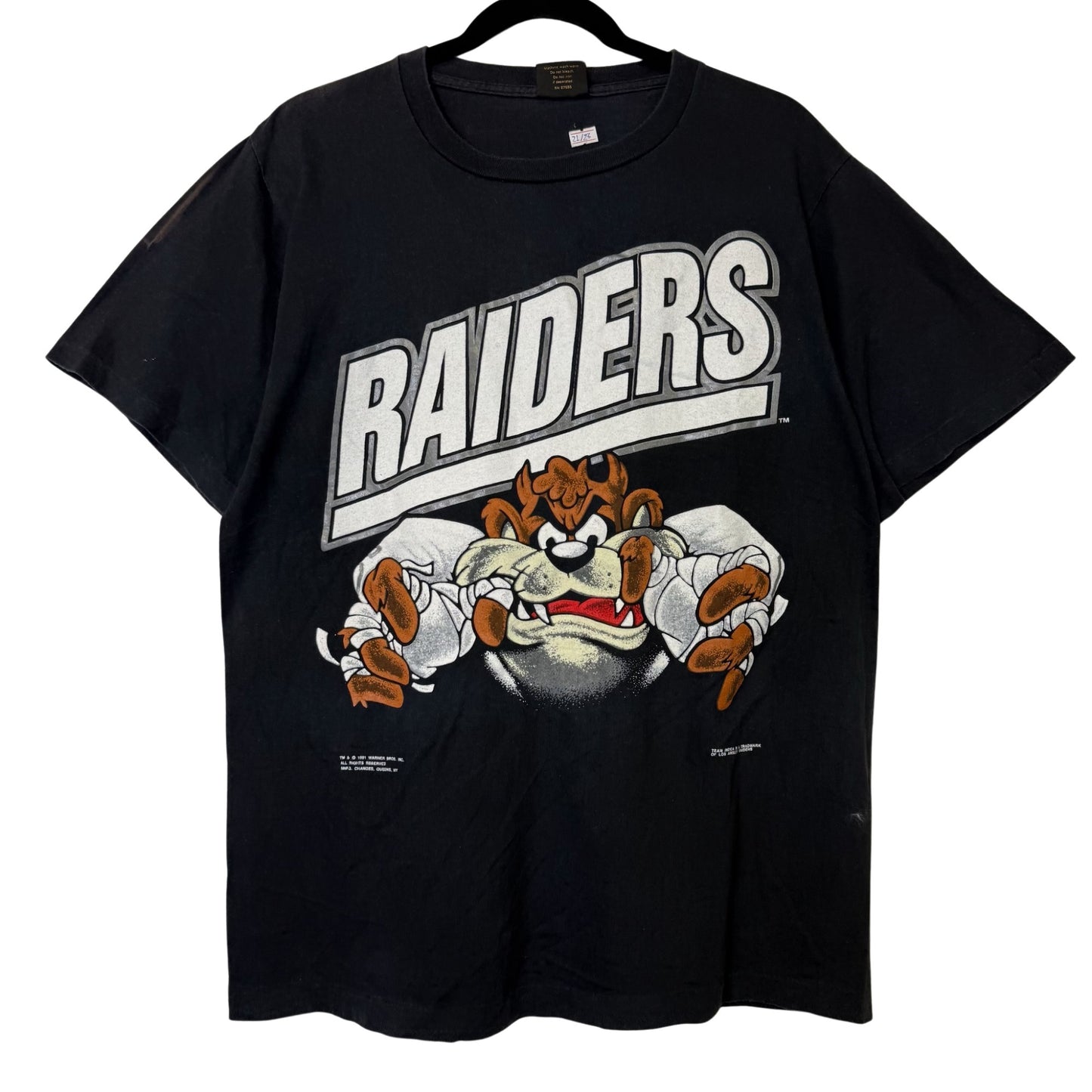 1991 Los Angeles Raiders Taz NFL T-Shirt Sz L (B2937)