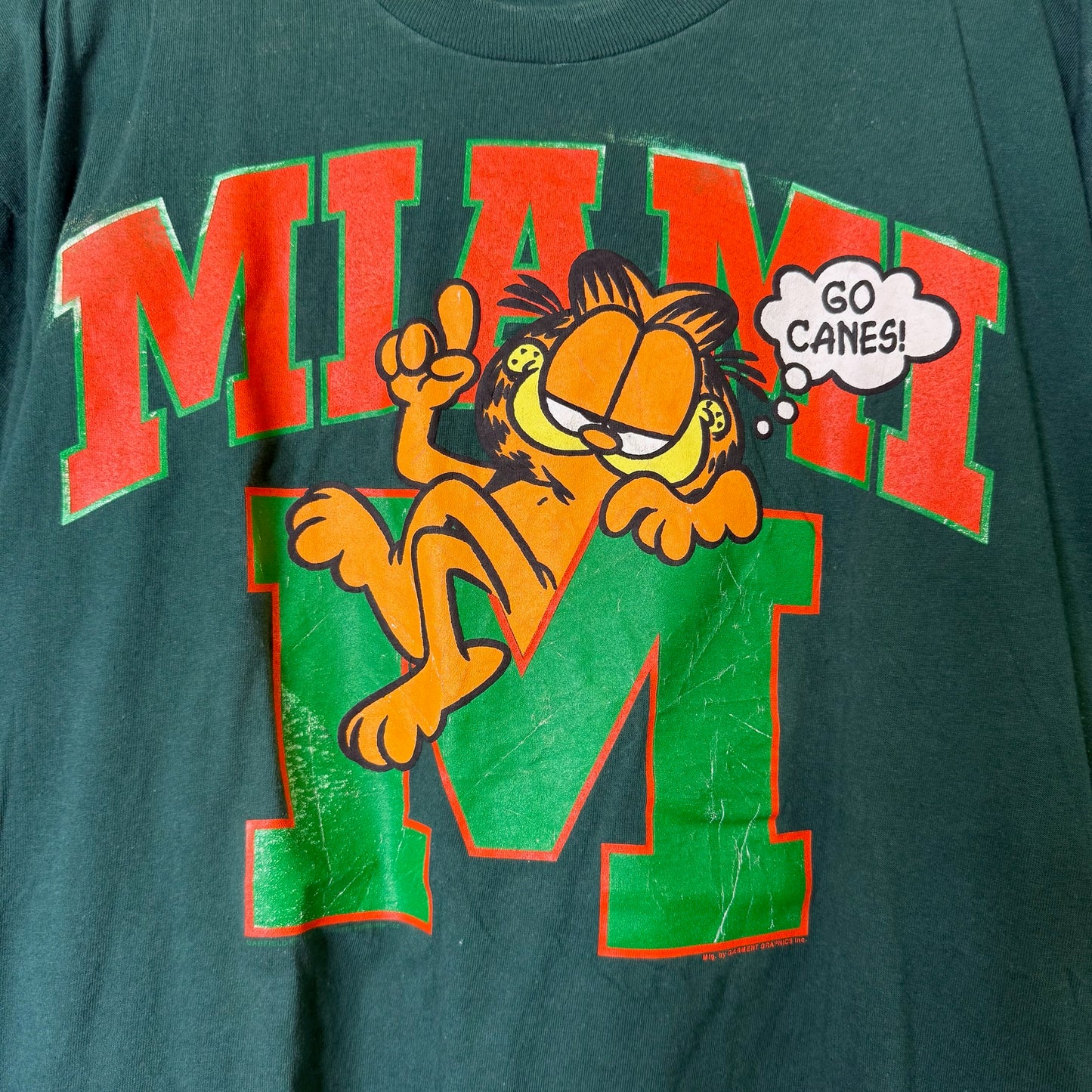 90's Garfield Miami Hurricanes NCAA T-shirt Sz XL (B1622)