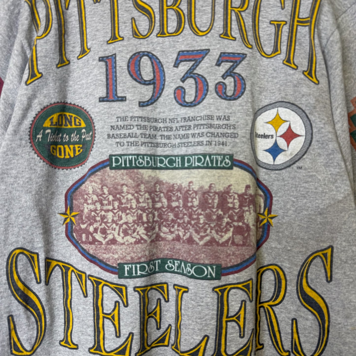 90's Pittsburgh Steelers NFL Long Gone 3/4 Sleeve Shirt Sz L (B2638)