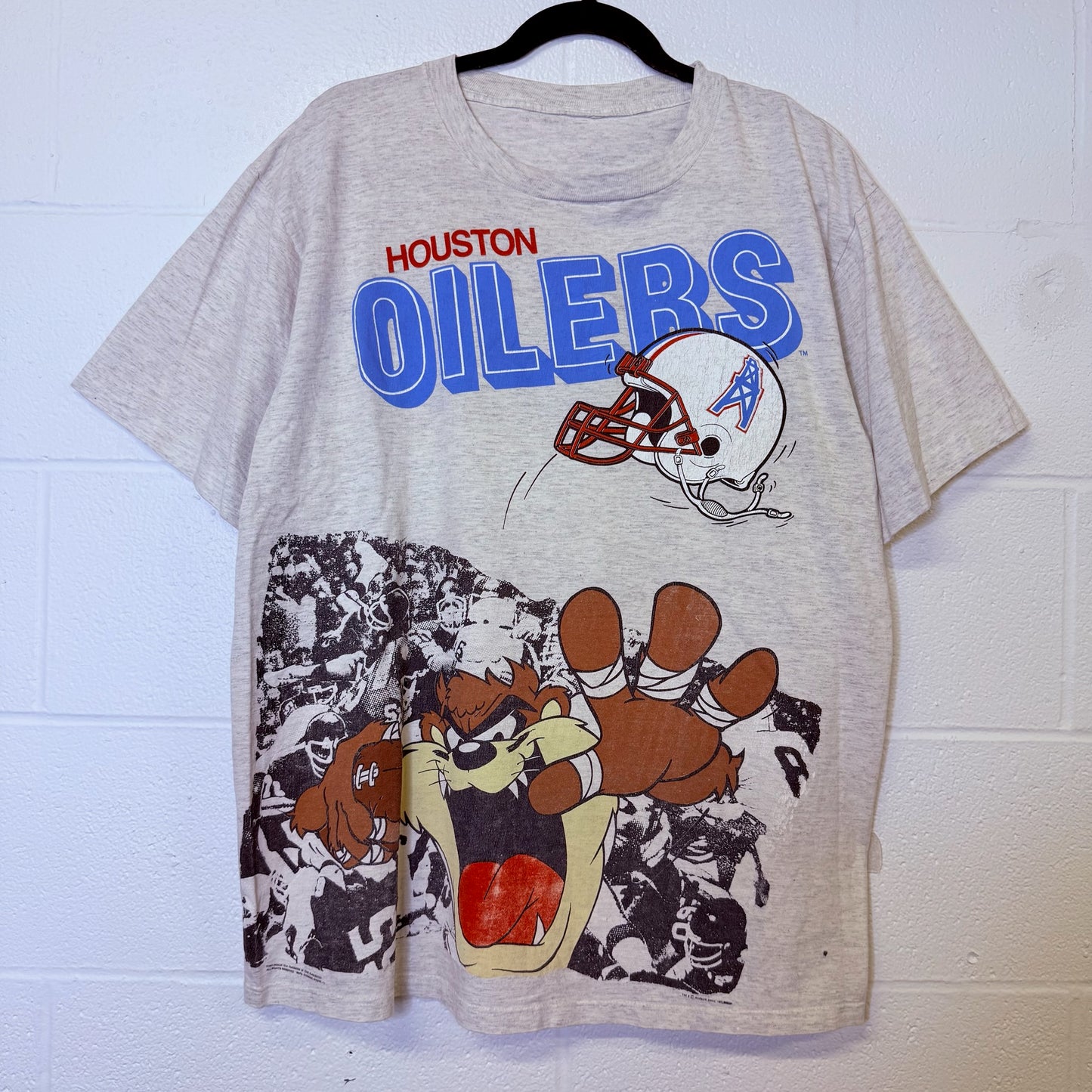 90s Looney Tunes Taz Houston Oilers NFL T-shirt Sz XL (B2461)