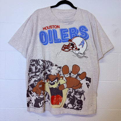 90s Looney Tunes Taz Houston Oilers NFL T-shirt Sz XL (B2461)