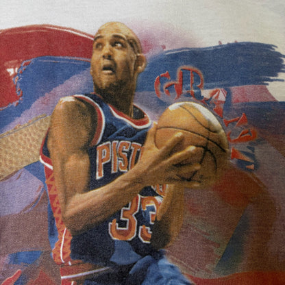90s Detroit Pistons Grant Hill NBA Player T-Shirt Sz L (B2809)