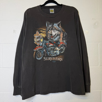 1989 Harley Davidson 3D Emblem Long Sleeve T-Shirt Sz L (B2263)