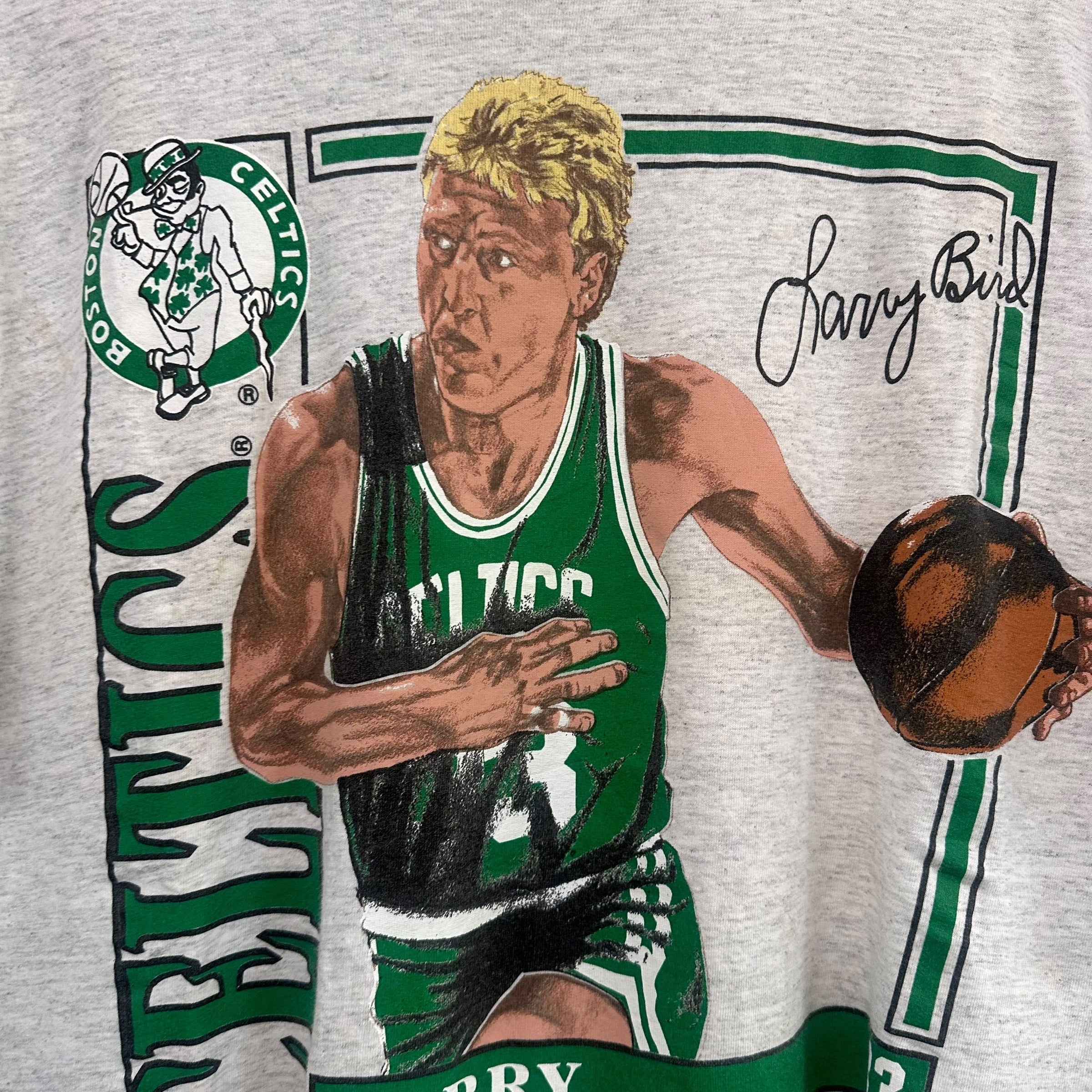 90s Larry Bird Celtics Nutmeg Player Card T shirt Sz XL A4592 4th Quarter Vintage
