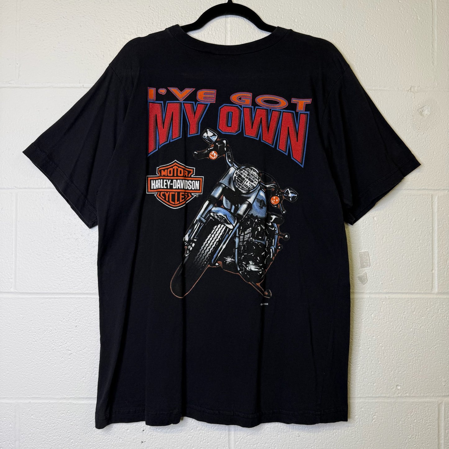 1998 "I don't need your attitude" Harley Davidson T-Shirt Sz L (B1156)