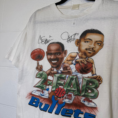 90s Washington Bullets 2Fab Weber Howard NBA Caricature T-Shirt Sz L (B2860)