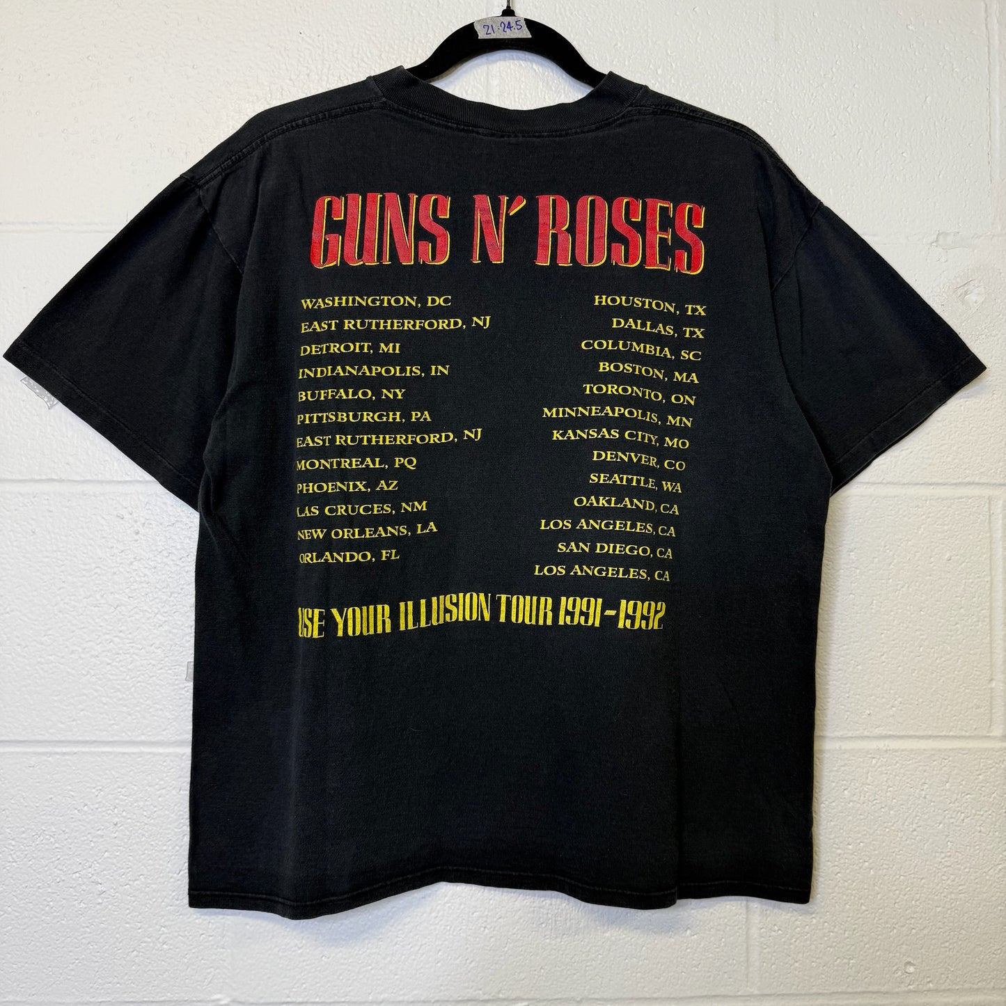 1992 Guns n Roses Tour T-shirt Sz L (B1006)