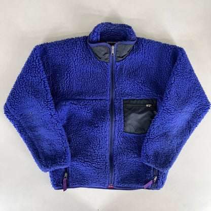 Vintage Patagonia Deep Pile Fleece Jacket Blue Red Lining Sz M (Made In USA)
