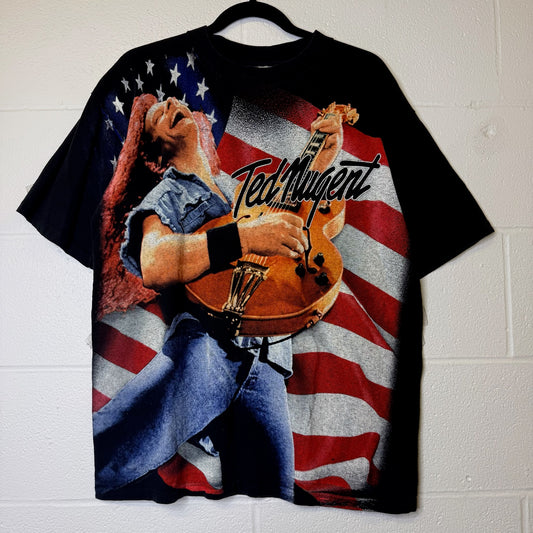 1999 Ted Nugent One Nation Under Ted Tour T-Shirt Sz L (A3039)
