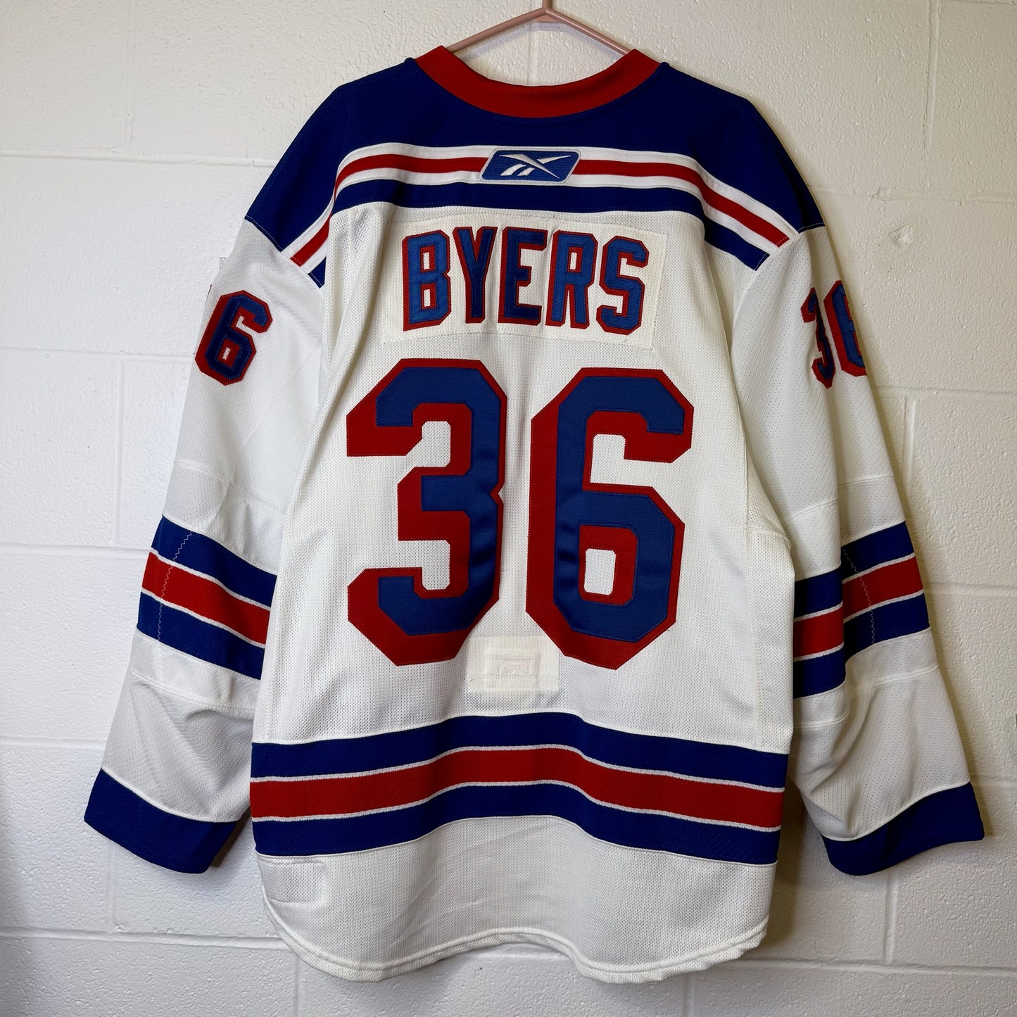 90s New York Rangers Hockey NHL Jersey Reebok Dale Byers Game Worn (B1980)