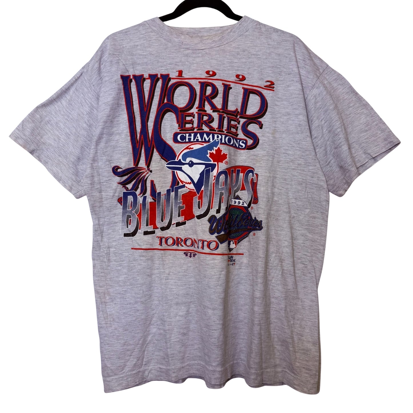 1992 Toronto Blue Jays MLB World Series T-shirt Sz L (B2334)