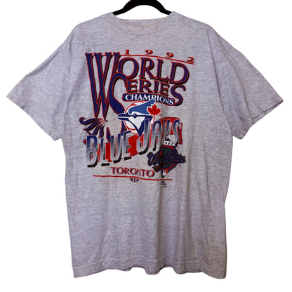 1992 Toronto Blue Jays MLB World Series T-shirt Sz L (B2334)