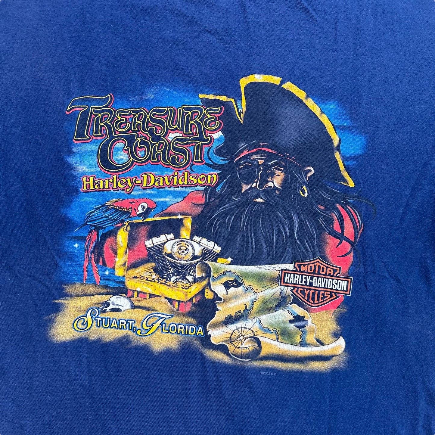 2002 Harley Davidson Treasure Coast Florida T-shirt Sz L (A5692)