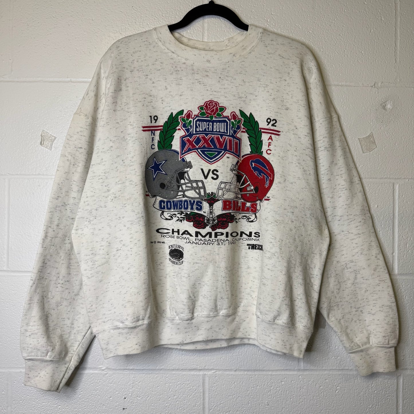 1992 Cowboys vs Bills NFL Super Bowl Crewneck Sz XL (B2411)