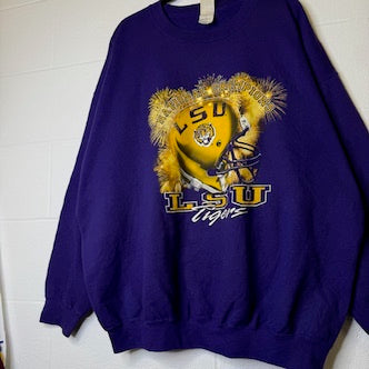 2003 LSU Tigers NCAA Football Crewneck Sz 2XL (B2099)