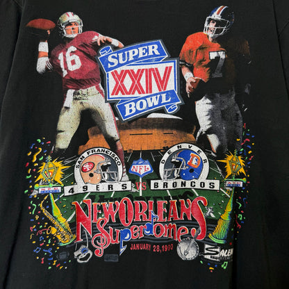 1990 San Francisco 49ers vs Denver Broncos NFL T-Shirt Sz L (B1105)