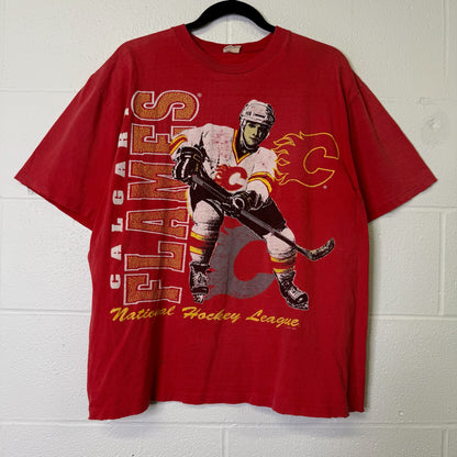 90's Calgary Flames NHL T-shirt Sz L (B685)