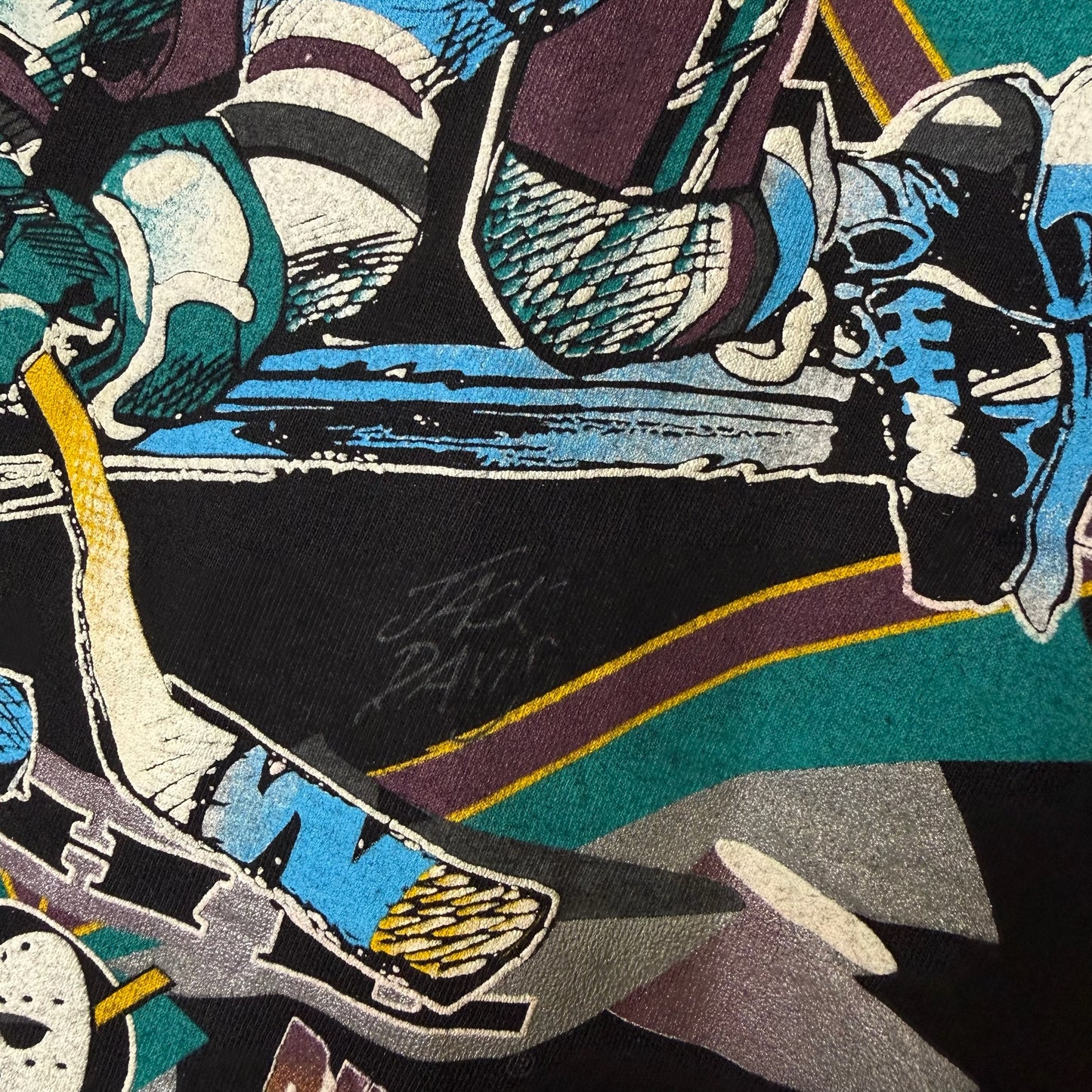 90's Anaheim Mighty Ducks Jack Davis NHL T-Shirt Sz L (B2420)