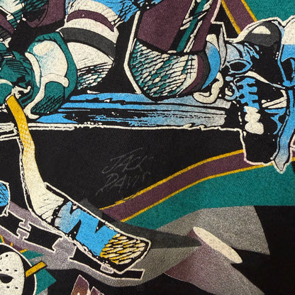 90's Anaheim Mighty Ducks Jack Davis NHL T-Shirt Sz L (B2420)