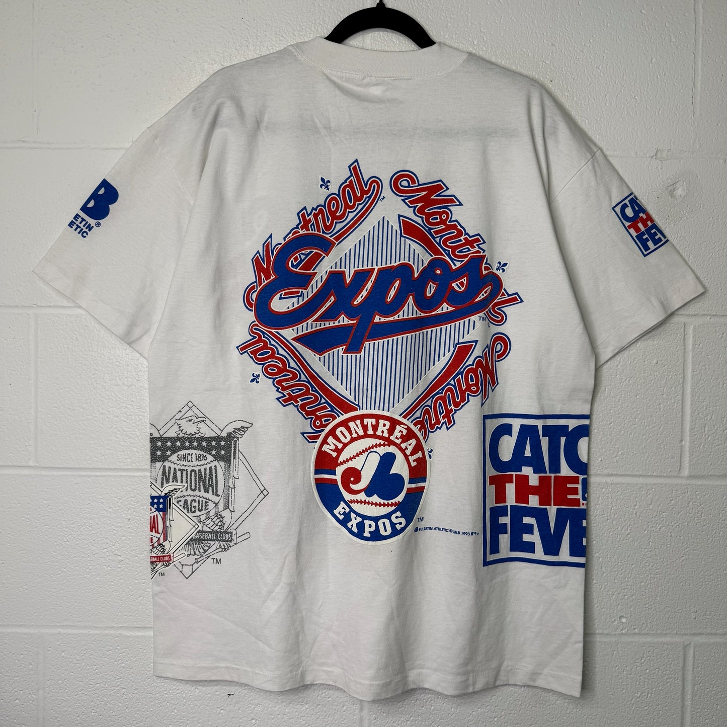 90s Montreal Expos Bulletin MLB Athletics AOP T-Shirt Sz XL