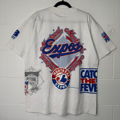90s Montreal Expos Bulletin MLB Athletics AOP T-Shirt Sz XL