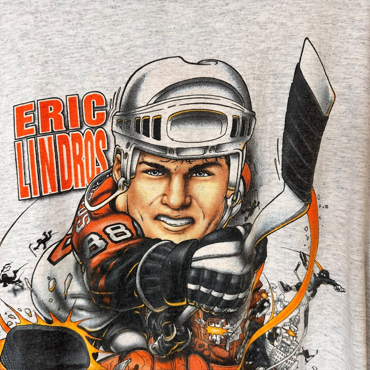 1995 Eric Lindros Philadelphia Flyers T-Shirt Sz L(A1544)