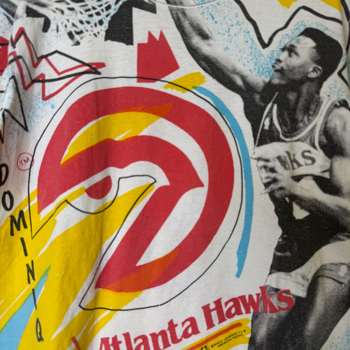 90's Dominique Wilkins Atlanta Hawks NBA Magic Johnson Tees T-Shirt Sz L (B1687)
