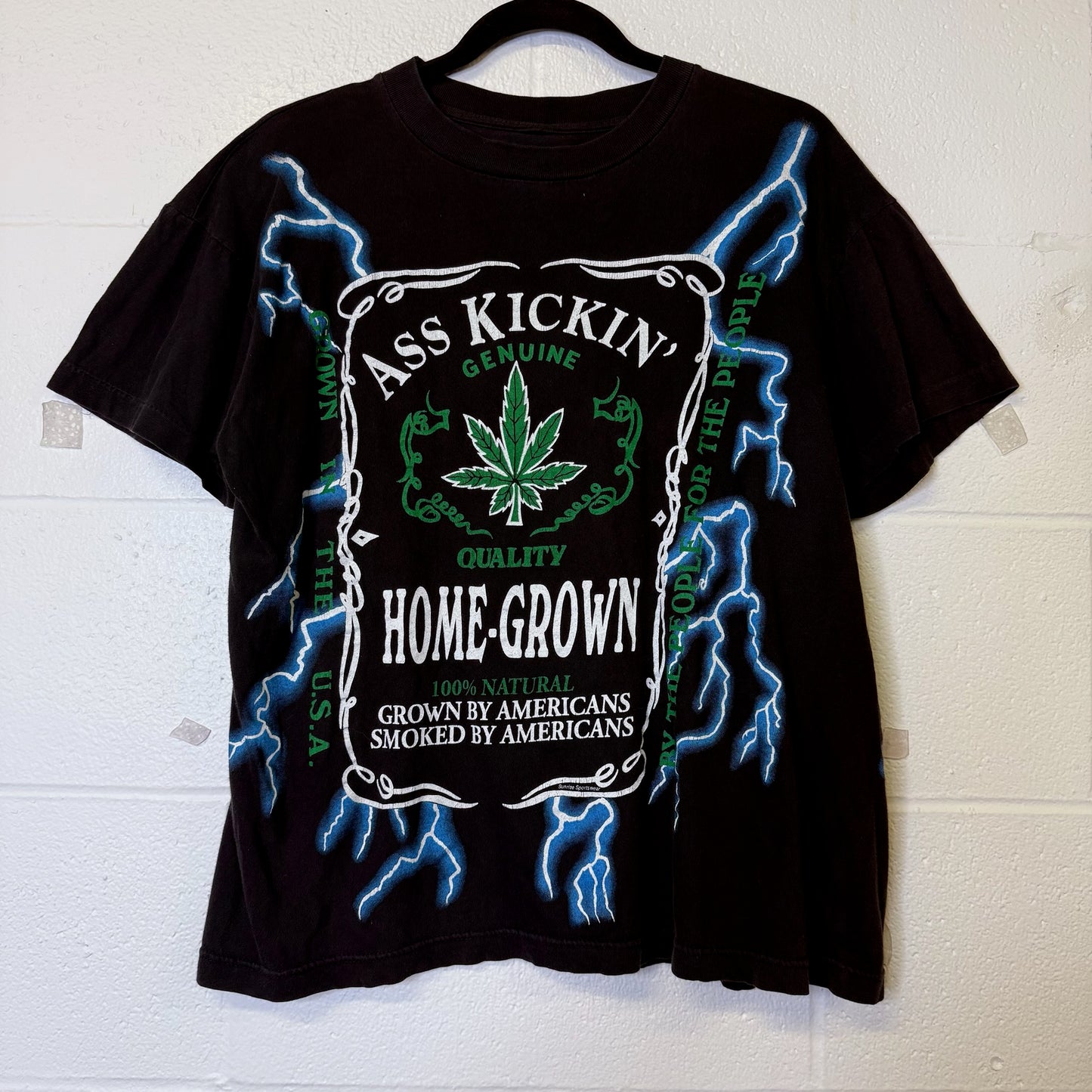90s 420 Weed American Thunder Lightning T-shirt (B2520)