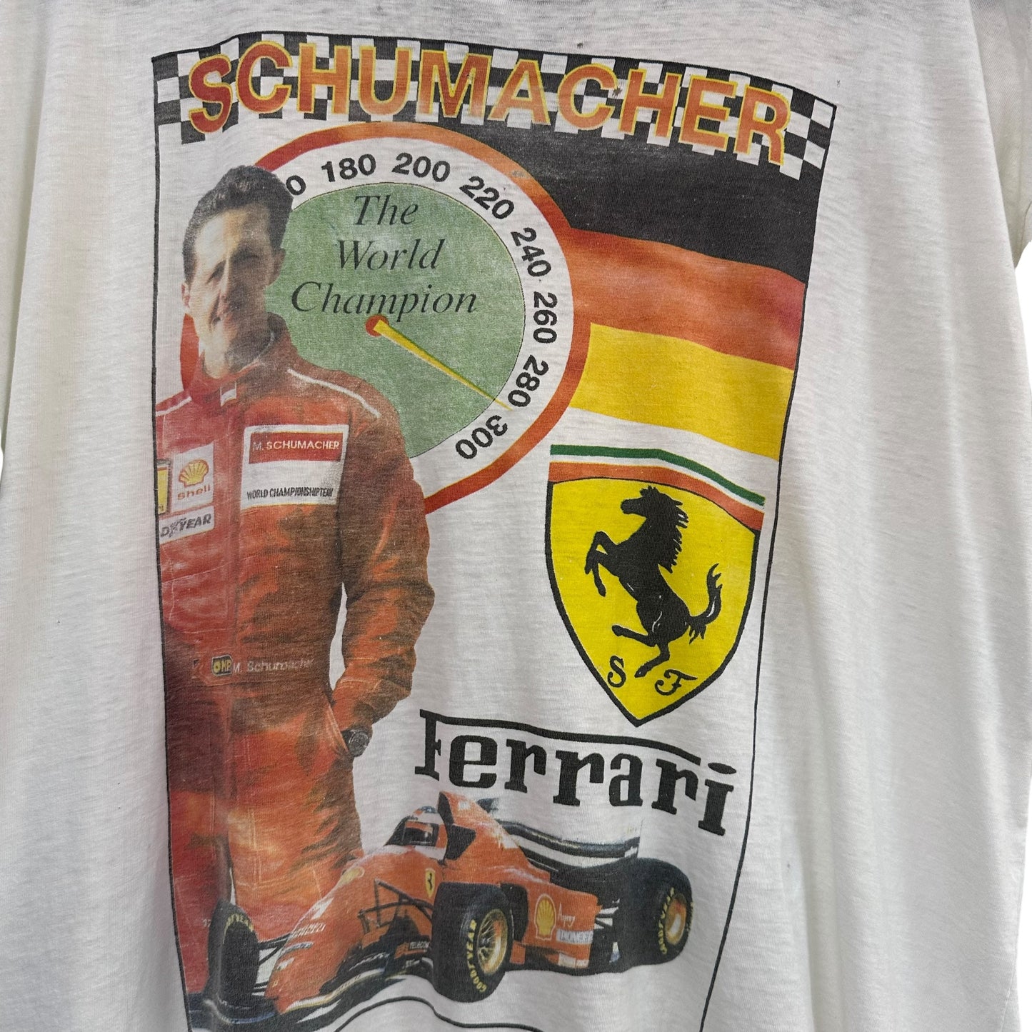 90s Michael Schumacher Ferrari F1 T-Shirt Sz L (A6569)