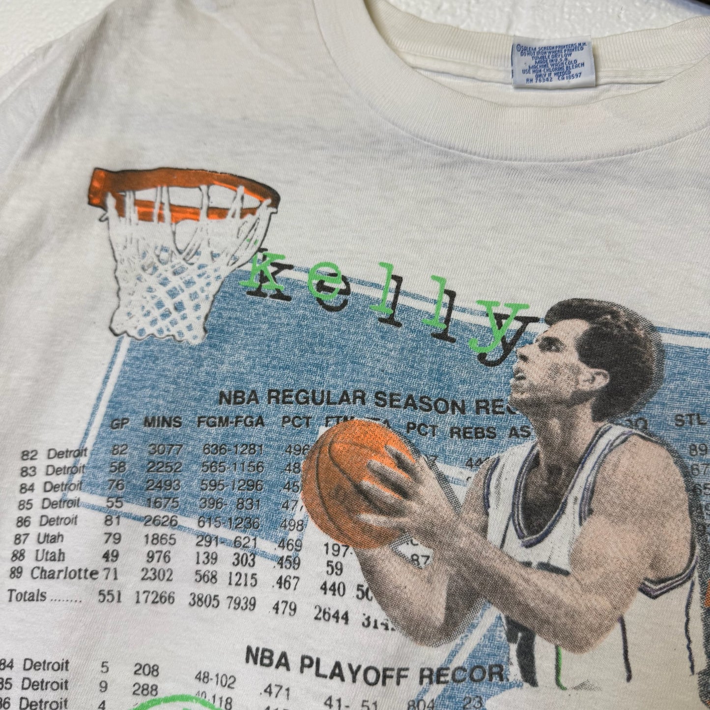 1992 Kelly Triplucka NBA T-Shirt Sz L (B2187)