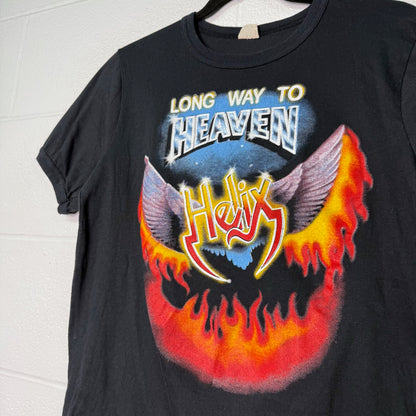 1986 Helix Long Way to Heaven Band T-Shirt Sz XL