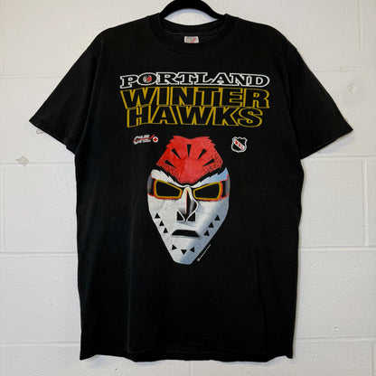 90s Portland Winterhawks Minor League Hockey T-Shirt Sz L (B2821)
