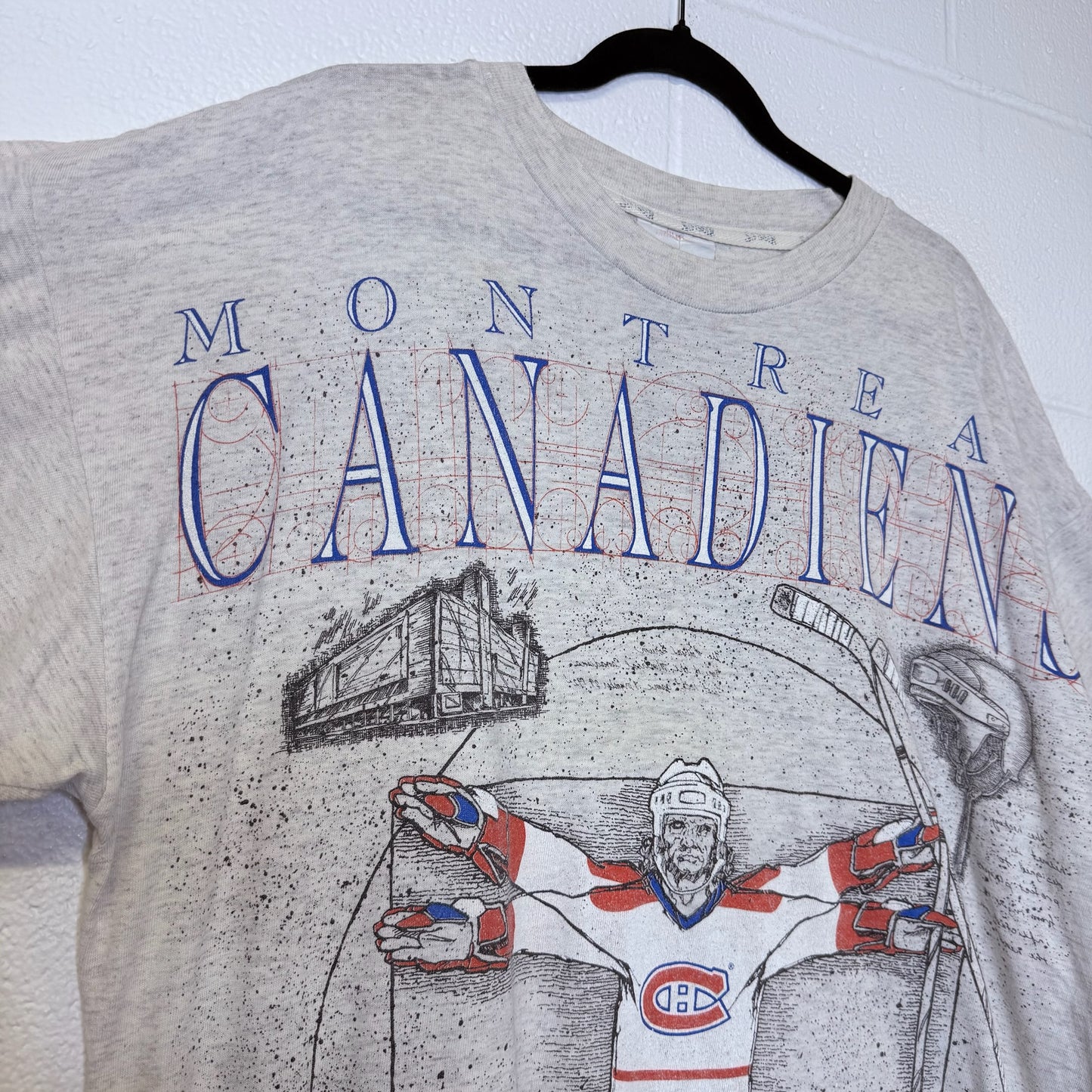 90s Montreal Canadiens Vetruvian Man T-shirt Sz XL (B1616)