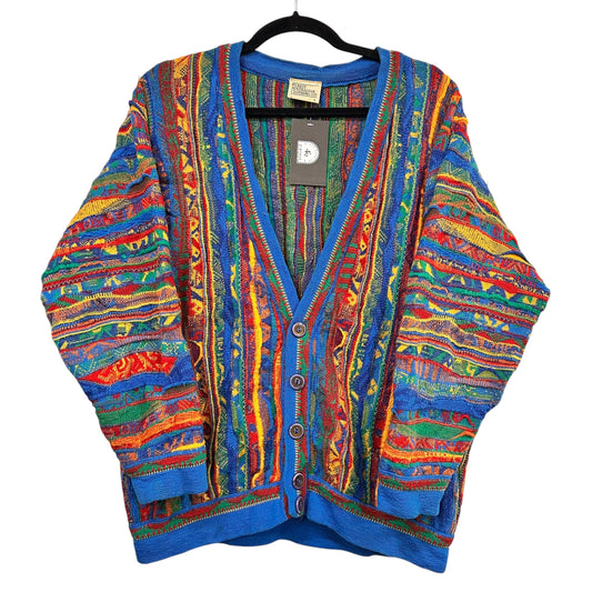 90's Coogi Style by Purely Australian Co Cardigan Knit Sweater Sz L (A7477)