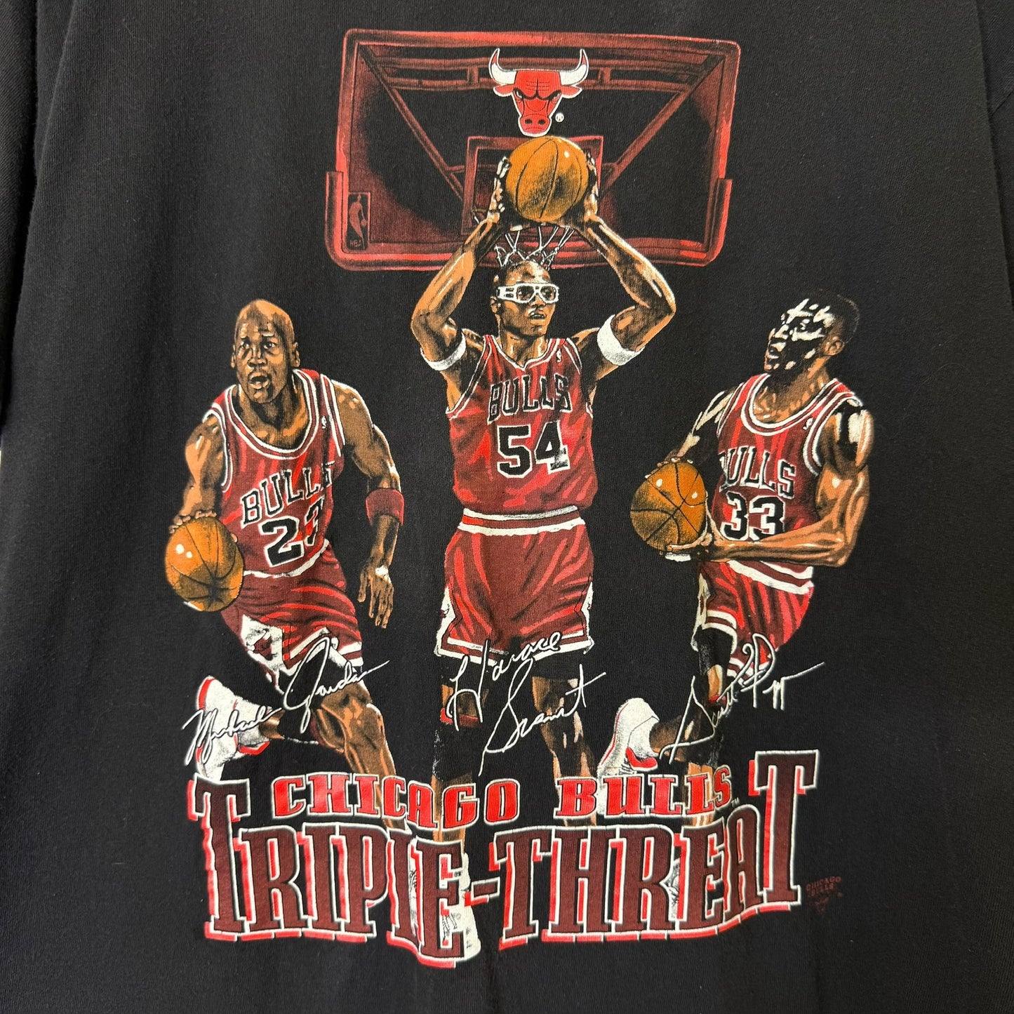 90's Chicago Bulls Nutmeg Triple Threat NBA T-shirt Sz XL