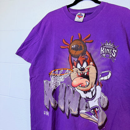90s Taz Sacramento Kings NBA T-Shirt Sz L (B2469)