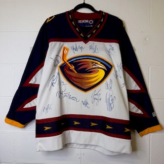 90s Atlanta Thrashers CCM Hockey NHL Jersey Autographed Sz L (B1981)